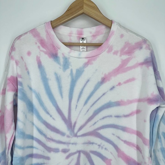 90 Degree by Reflex Pink & Blue Tie-Dye Side-Slit Sweatshirt - Picture 5 of 9